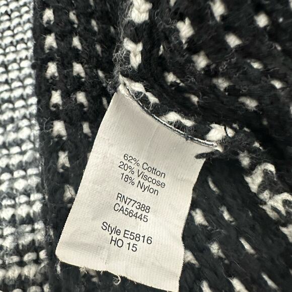 Madewell Cardigan Women Medium Black White Knit Tweed Open Front Cocoon Classic - Picture 11 of 13